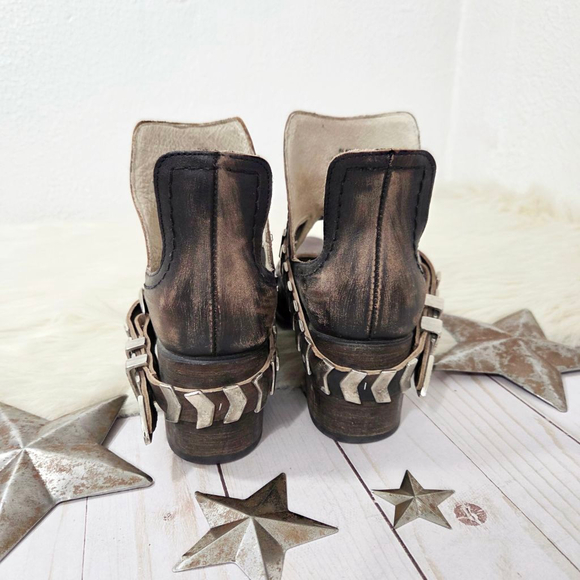 Freebird Blade ankle boots dark brown leather strappy cutout women's size 7 - Picture 6 of 10